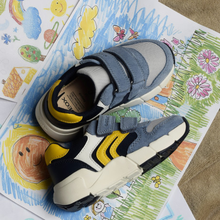 B FLEXYPER Bleu Jaune, Baskets running Geox