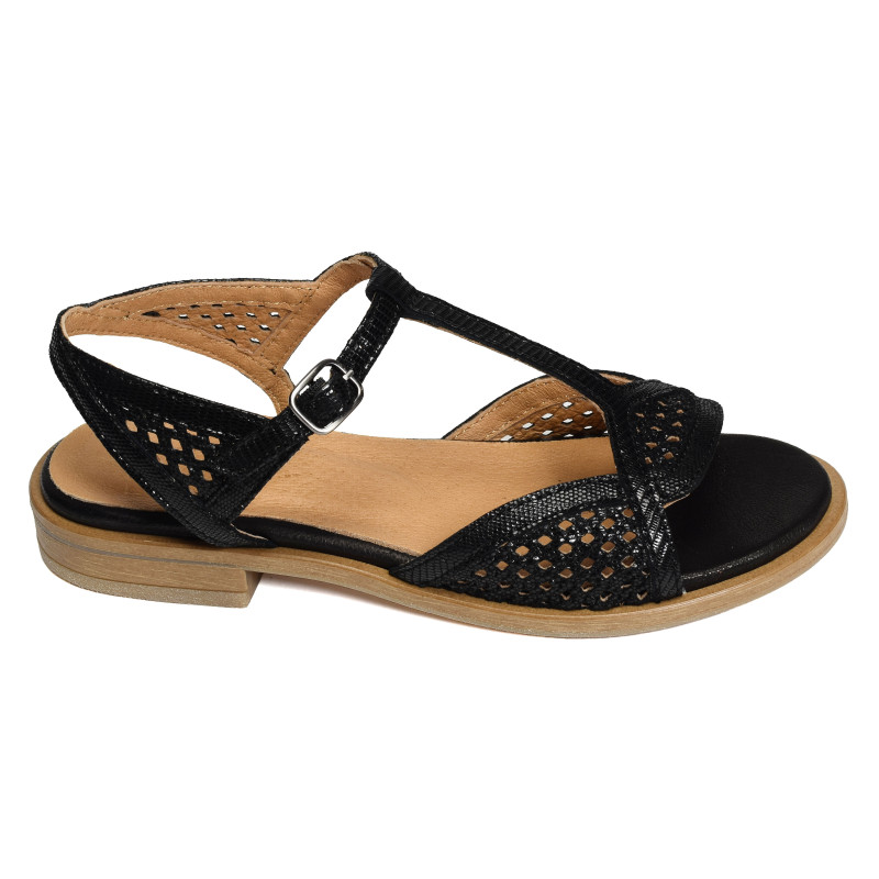 IDALIA Noir, Sandales plates Minka