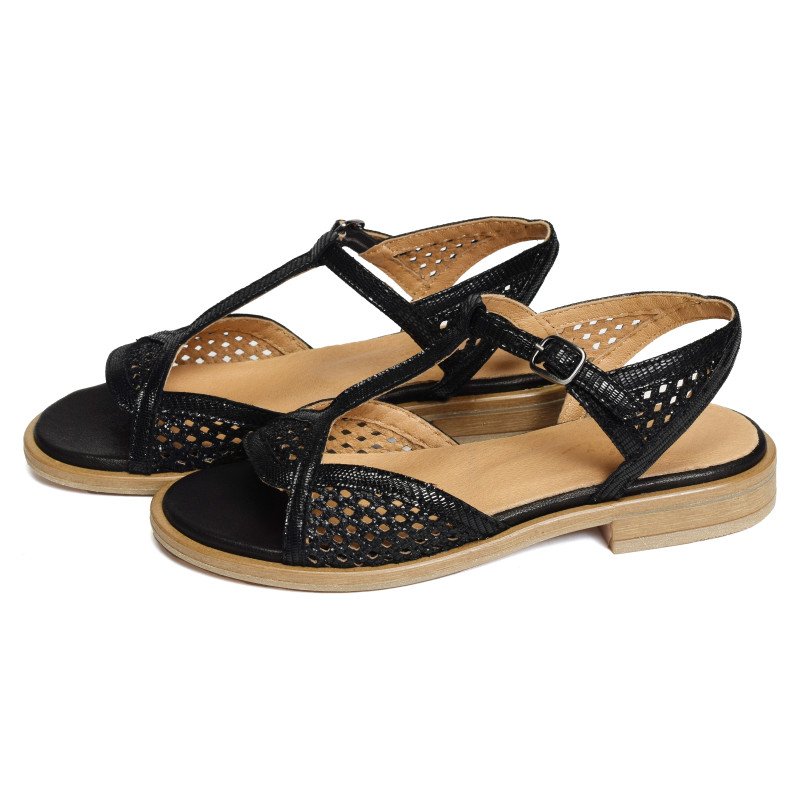 IDALIA Noir, Sandales plates Minka