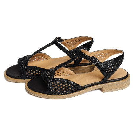 IDALIA Noir, Sandales plates Minka