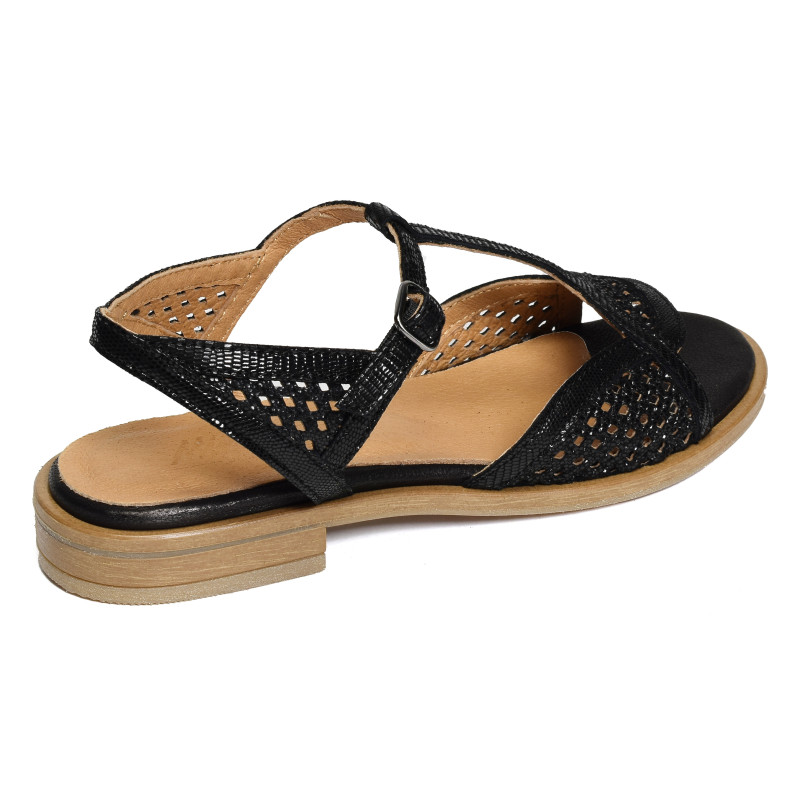 IDALIA Noir, Sandales plates Minka