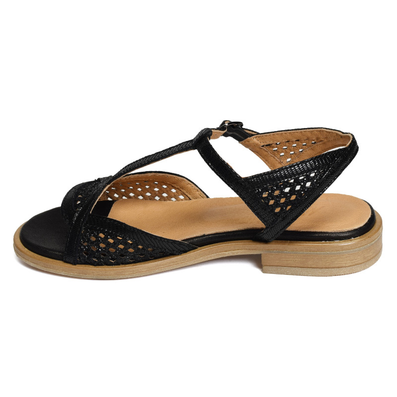 IDALIA Noir, Sandales plates Minka