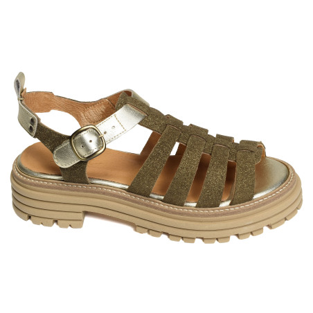 KANSAS Kaki Or, Nu-Pieds à plateforme Minka