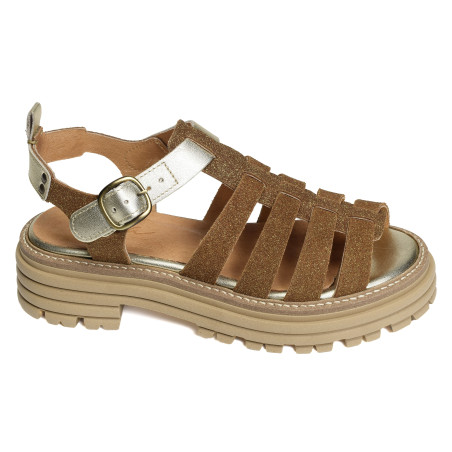 KANSAS Marron Or, Nu-Pieds à plateforme Minka