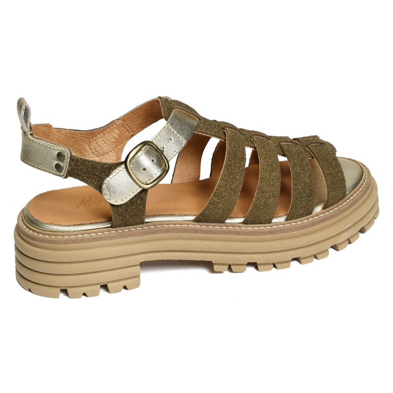 KANSAS Kaki Or, Nu-Pieds à plateforme Minka