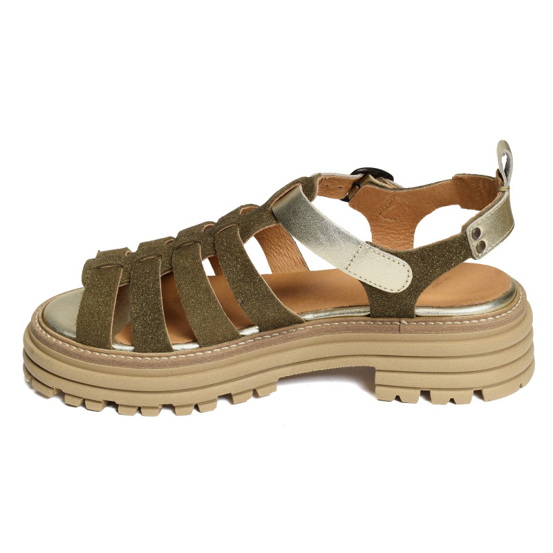 KANSAS Kaki Or, Nu-Pieds à plateforme Minka