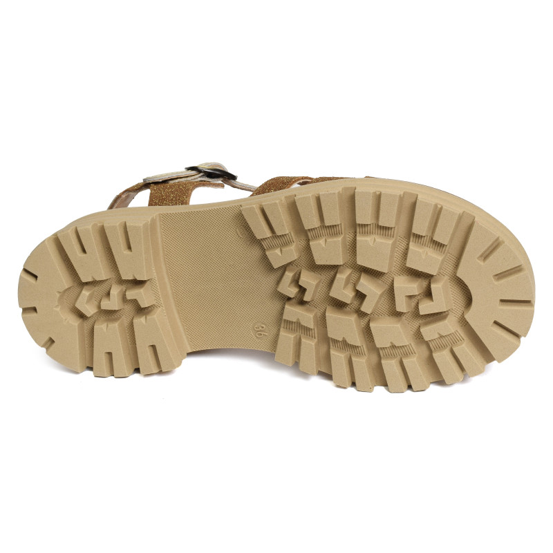 KANSAS Marron Or, Nu-Pieds à plateforme Minka