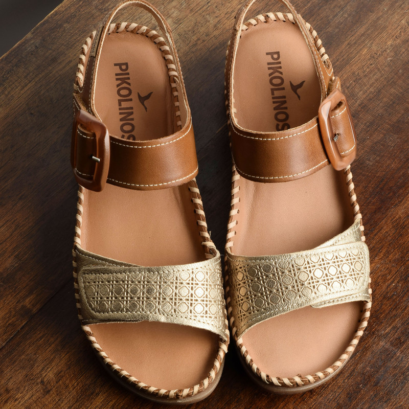 CADAQUES 0555 Camel Cuivre, Sandales compensées Pikolinos
