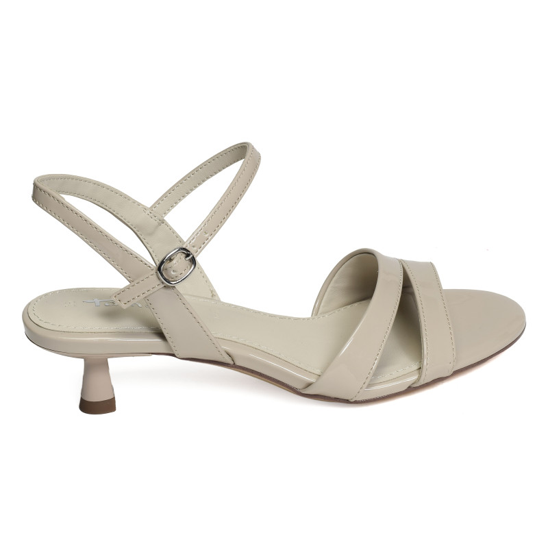28314 Verni Beige, Nu-Pieds à talon Tamaris