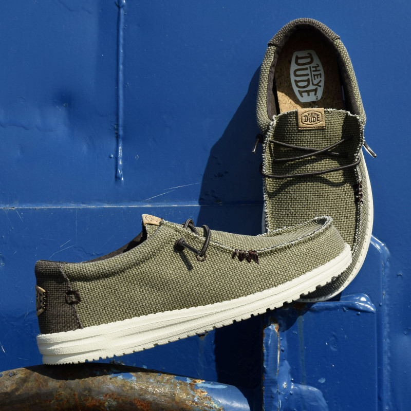 WALLY BRAIDED Kaki Marron, Slip-On HeyDude