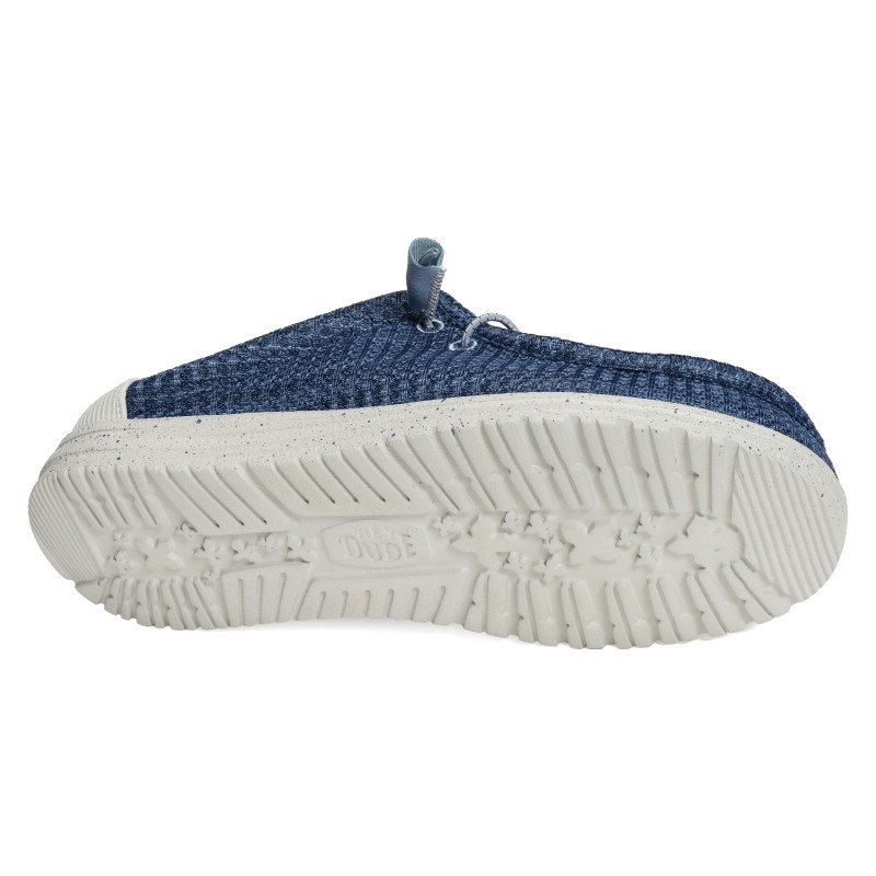 WALLY SLIP MULTI MESH Bleu Gris, Mules HeyDude