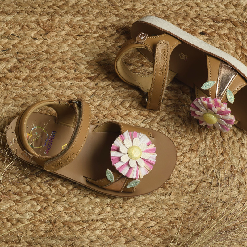 GOA RIFIFI Camel Multicolore, Sandales plates & Nu-Pieds Shoopom