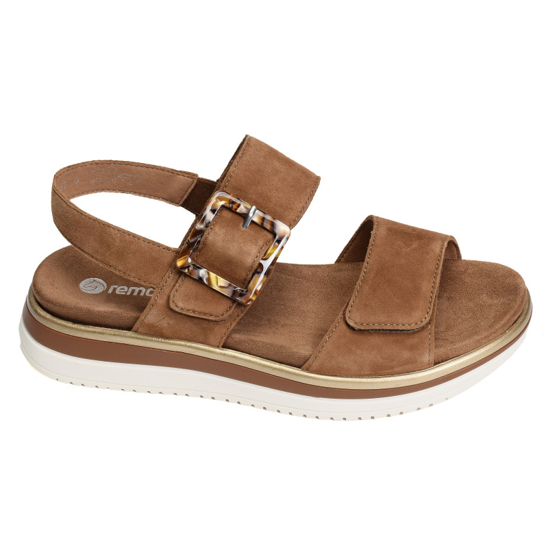 D1J62 Camel, Sandales plates Remonte