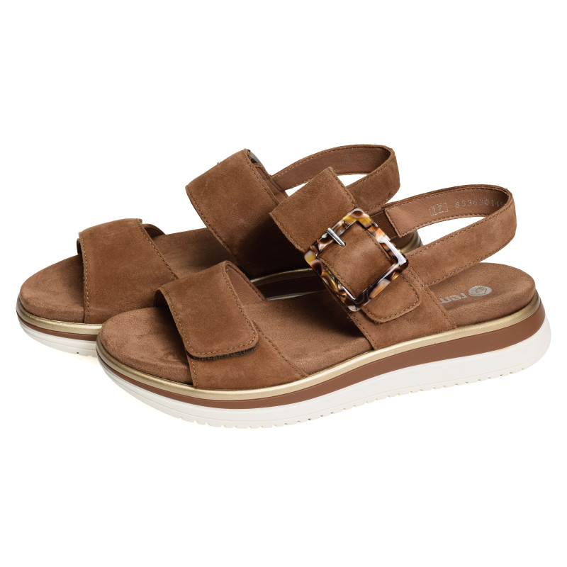 D1J62 Camel, Sandales plates Remonte