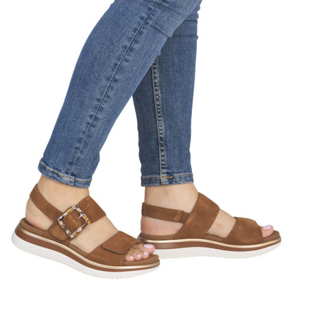 D1J62 Camel, Sandales plates Remonte