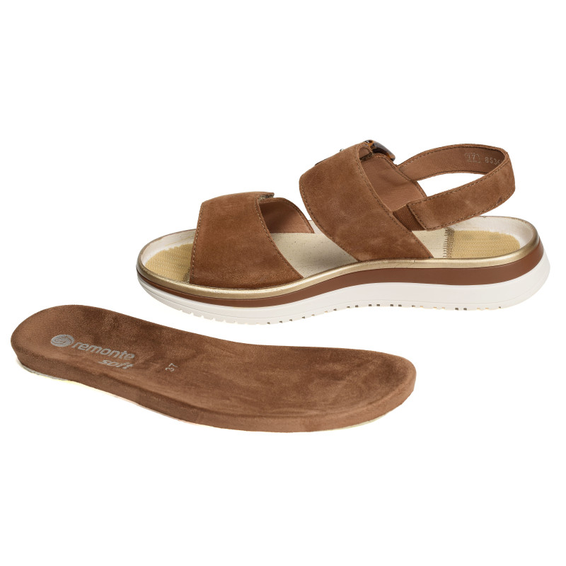 D1J62 Camel, Sandales plates Remonte