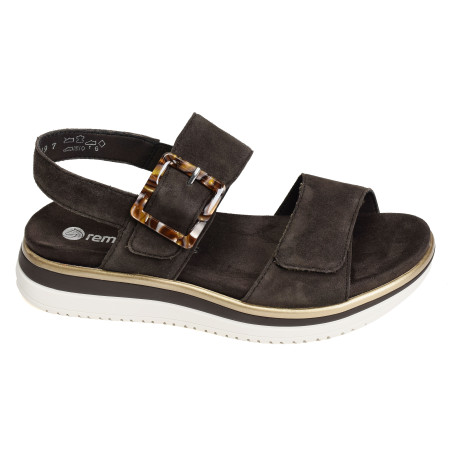 D1J62 Chocolat, Sandales plates Remonte