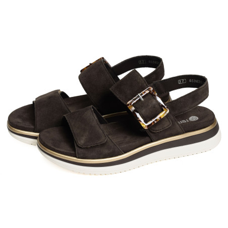 D1J62 Chocolat, Sandales plates Remonte