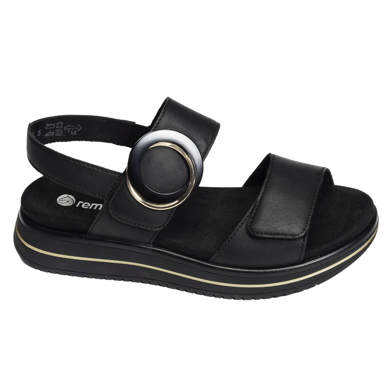 D1J63 Noir, Sandales plates Remonte