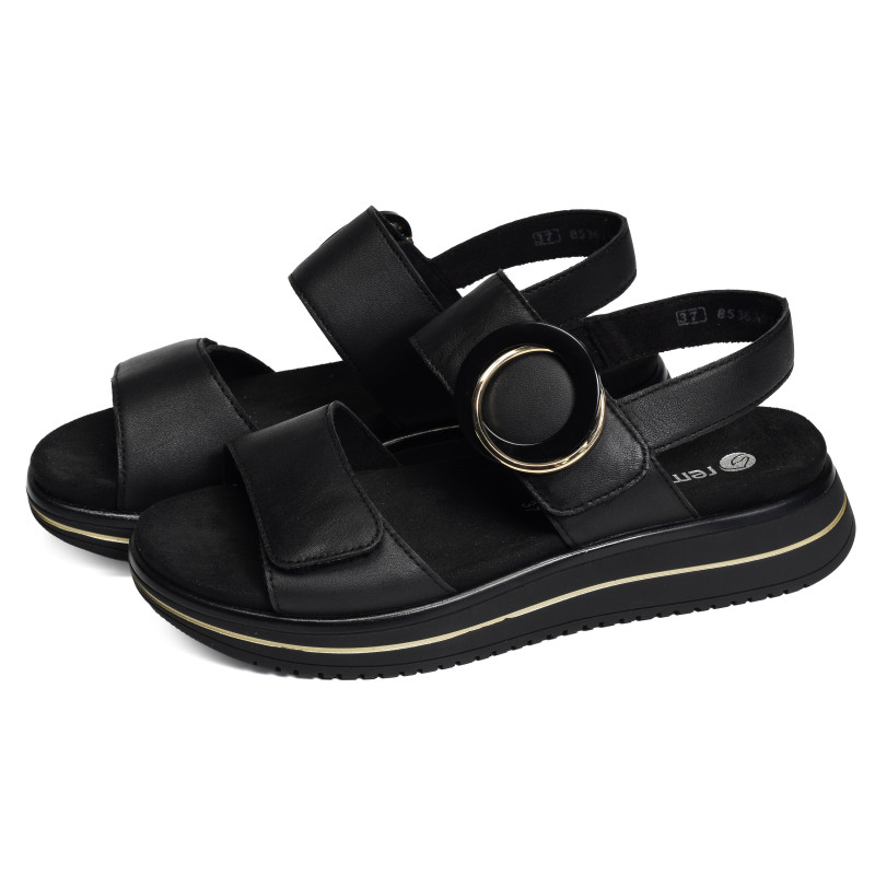 D1J63 Noir, Sandales plates Remonte