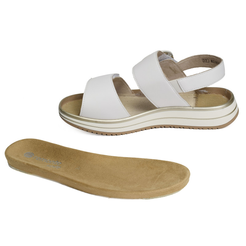 D1J63 Blanc, Sandales plates Remonte