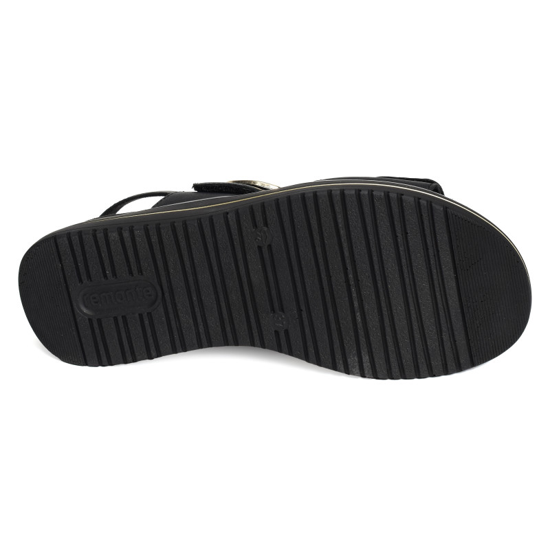 D1J63 Noir, Sandales plates Remonte
