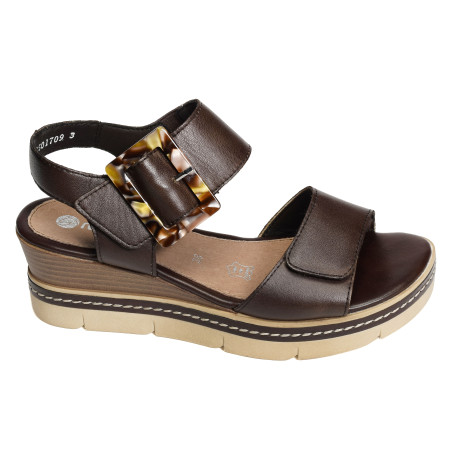 D2L53 Chocolat, Sandales compensées Remonte