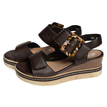 D2L53 Chocolat, Sandales compensées Remonte