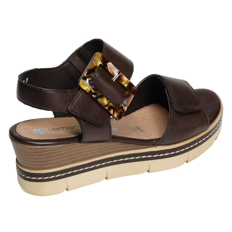 D2L53 Chocolat, Sandales compensées Remonte