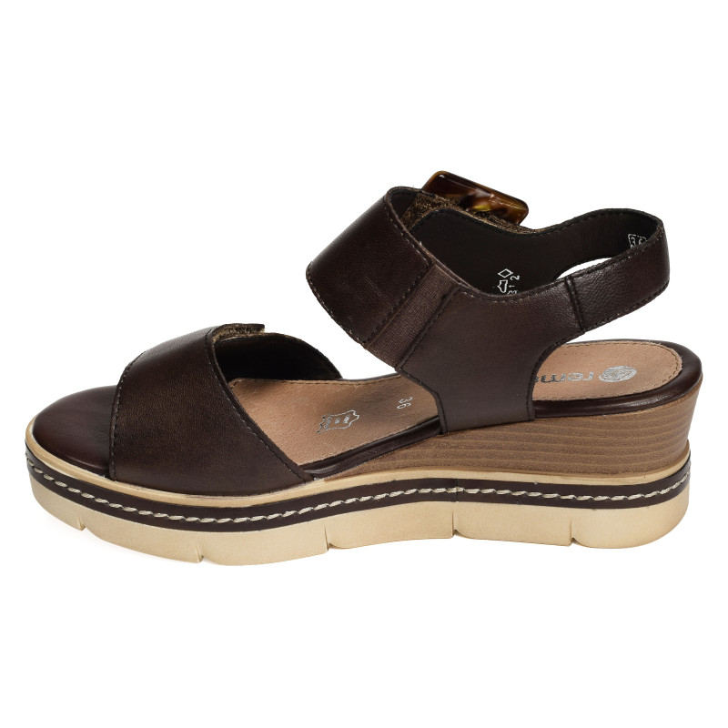 D2L53 Chocolat, Sandales compensées Remonte