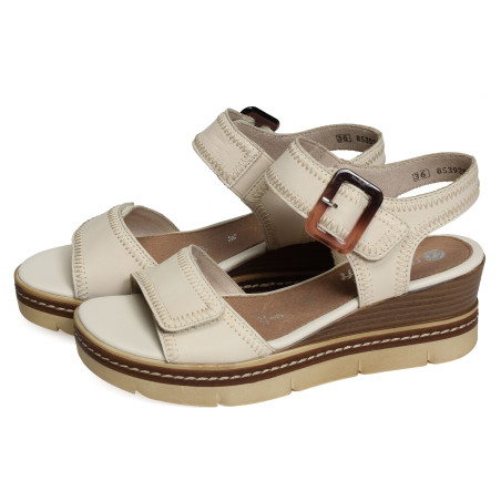 D2L58 Ecru, Sandales compensées Remonte