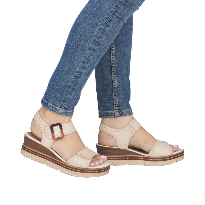 D2L58 Ecru, Sandales compensées Remonte