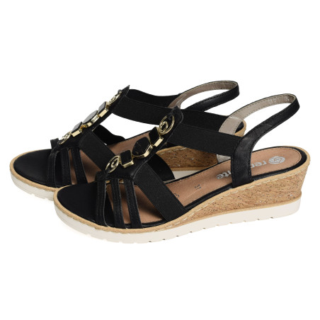 R6264 Noir, Sandales compensées Remonte