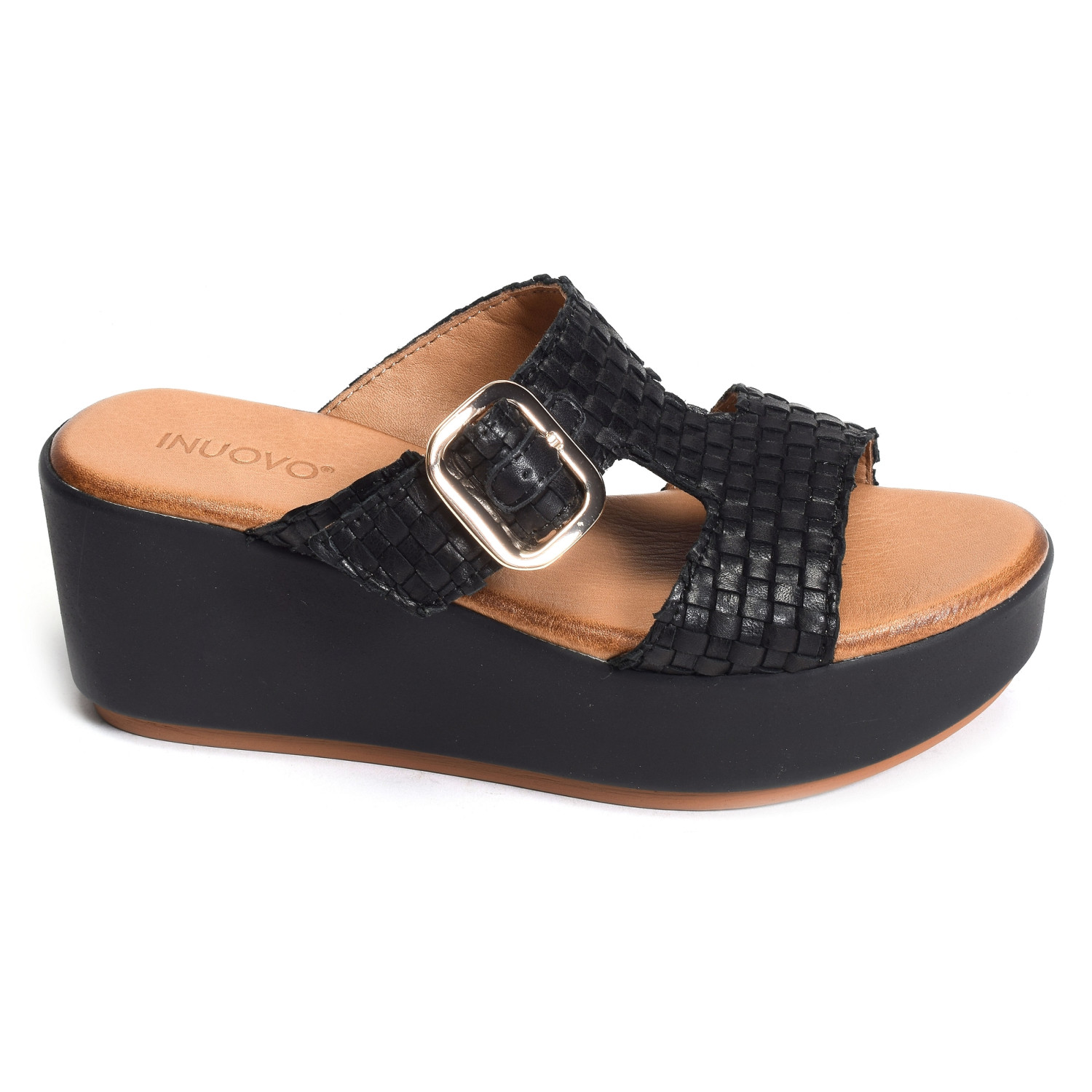 CHATTAWAK Femme Tong Noir Effet Croco Irrisé - Mule Chic Et Décontractée Semelle Cuir