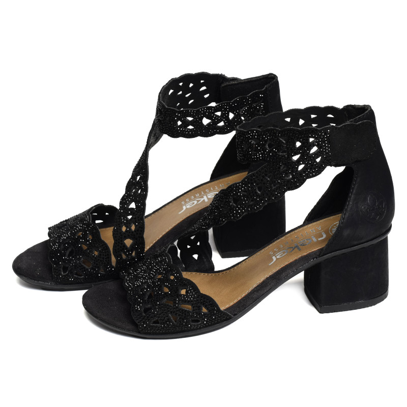 64657 Noir, Nu-Pieds à talon Rieker