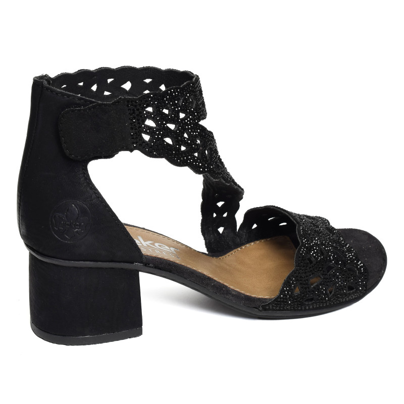 64657 Noir, Nu-Pieds à talon Rieker