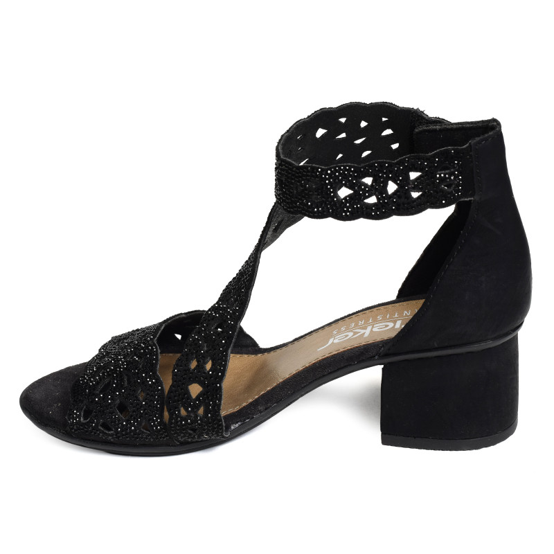 64657 Noir, Nu-Pieds à talon Rieker