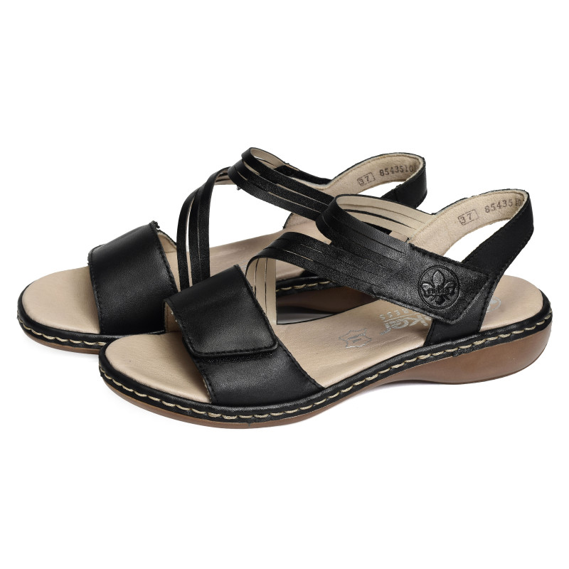 65964 Noir, Sandales plates Rieker