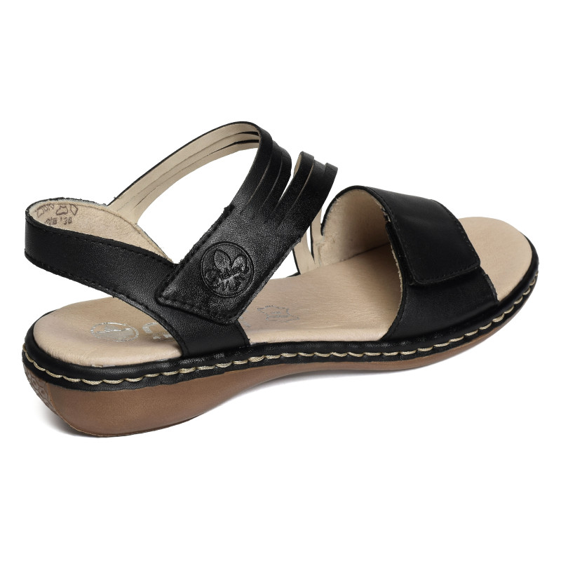 65964 Noir, Sandales plates Rieker