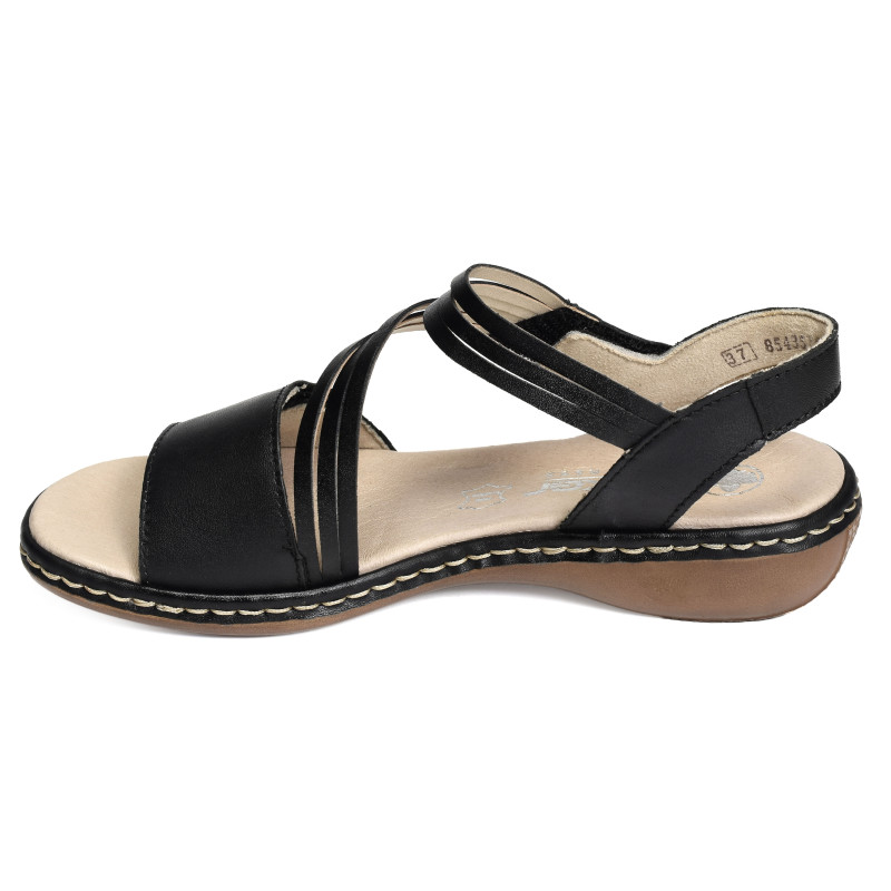 65964 Noir, Sandales plates Rieker