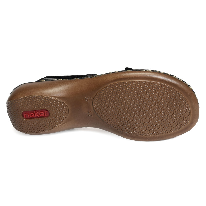 65964 Noir, Sandales plates Rieker