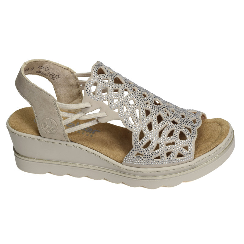 67465 Beige, Sandales compensées Rieker