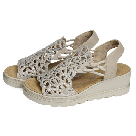 67465 Beige, Sandales compensées Rieker