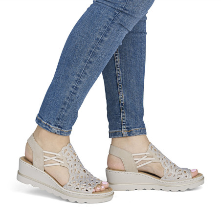 67465 Beige, Sandales compensées Rieker