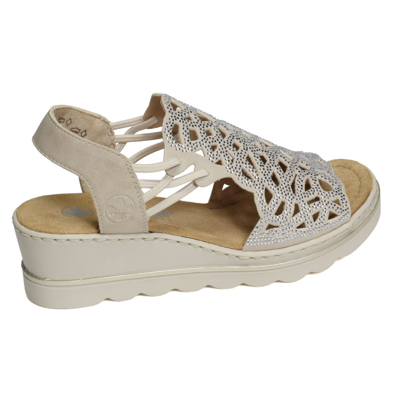 67465 Beige, Sandales compensées Rieker