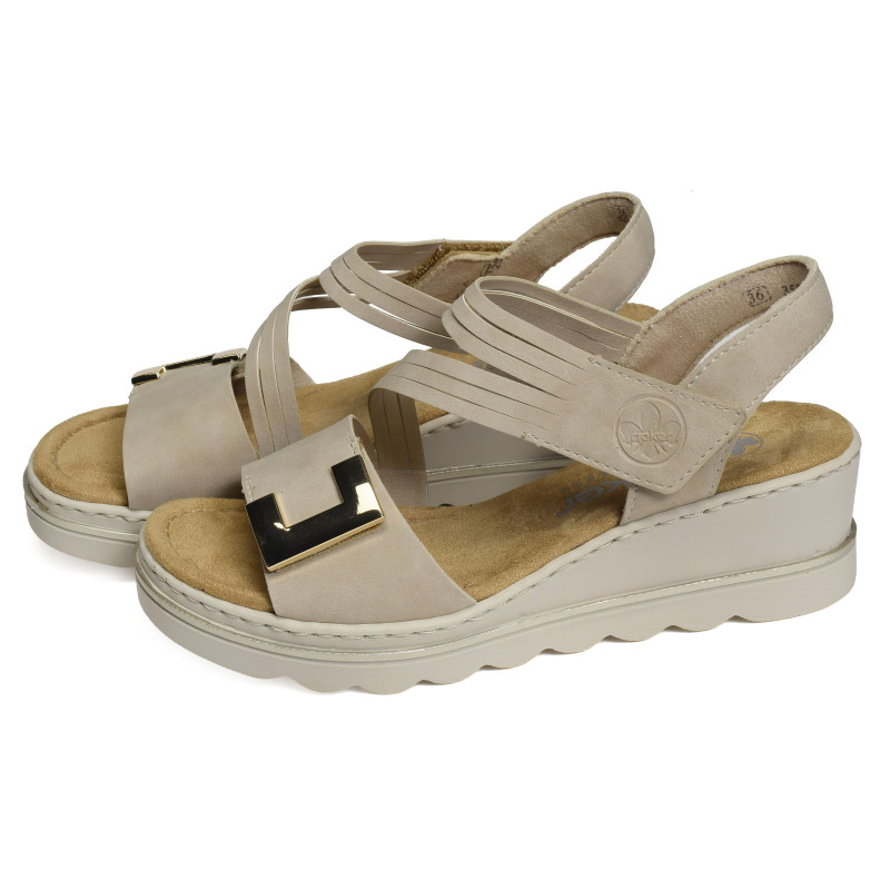 67410 Beige, Sandales compensées Rieker