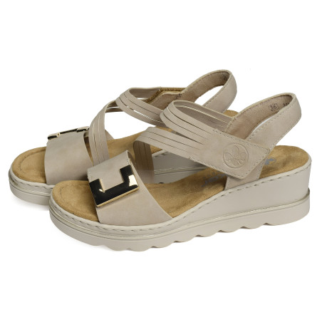 67410 Beige, Sandales compensées Rieker