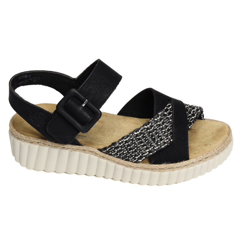 69269 Noir, Sandales compensées Rieker