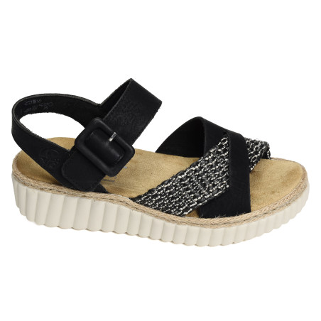 69269 Noir, Sandales compensées Rieker