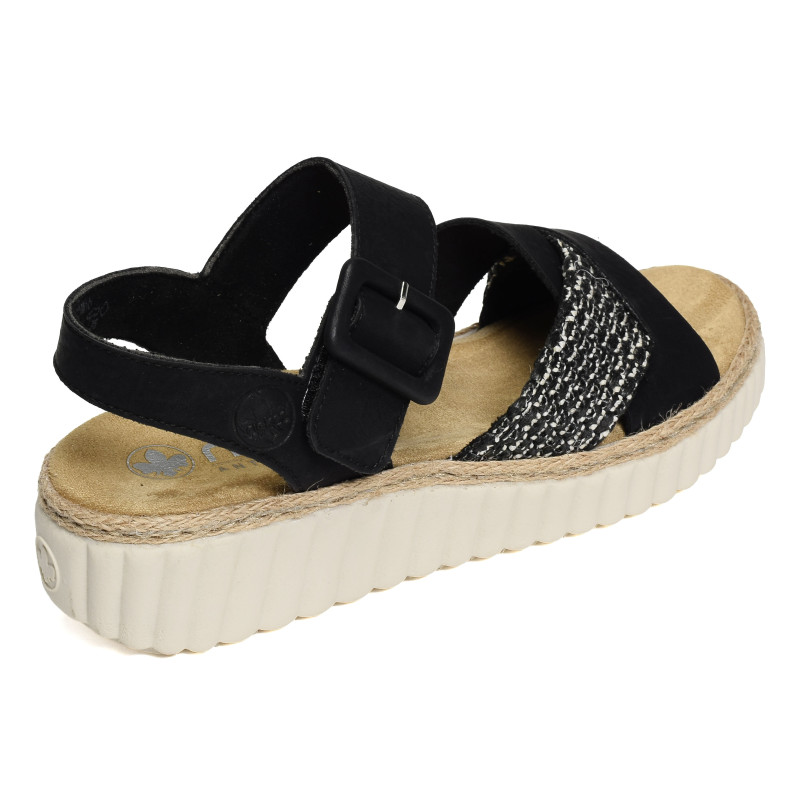 69269 Noir, Sandales compensées Rieker